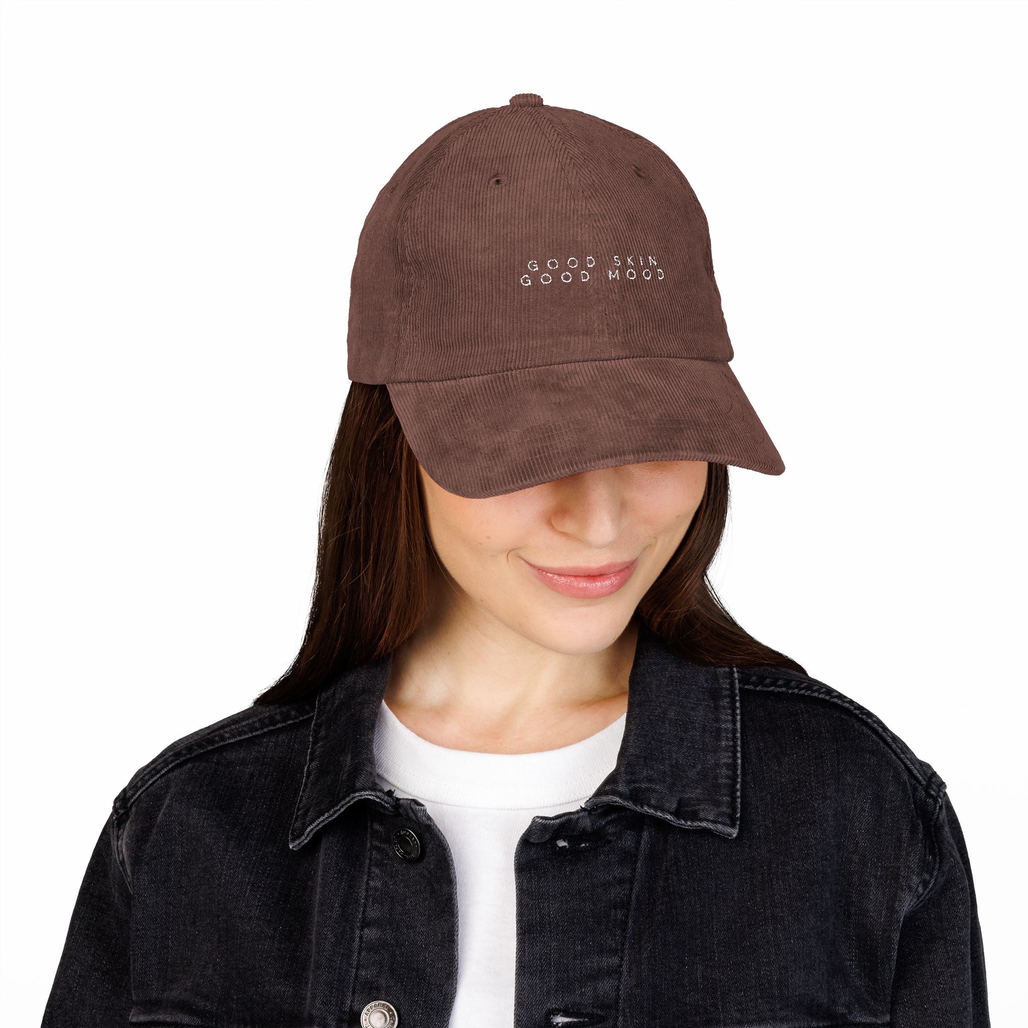 Opal Skin Haus "Good Skin Good Mood" Vintage Embroidered Corduroy Cap